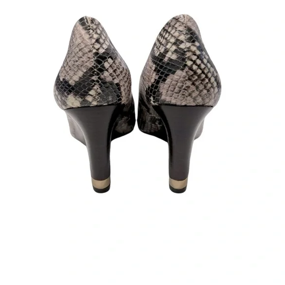 TORY BURCH Astoria Snakeskin Print Wedge Shoe Sz 8 - Picture 7 of 13